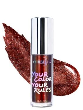 Bonfire, NIB Ourbella Holographic Shimmer Hydrating Glitter Lip Gloss